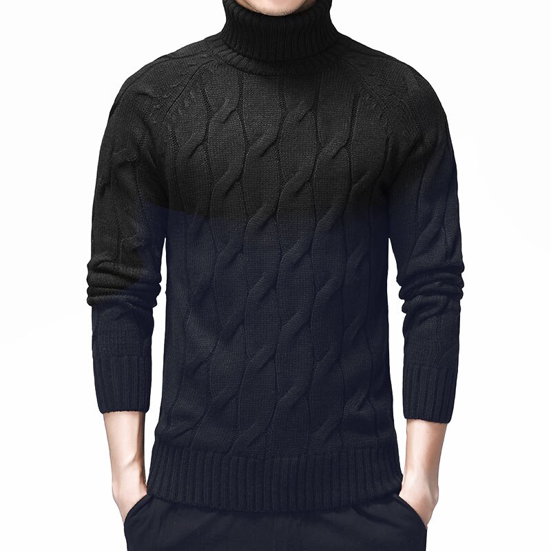 Sorte rullekravetrøjer mænd tyk varm vintertrøje til mænd casual pull homme bomuldstrøje mænd geometrisk mønster frakke