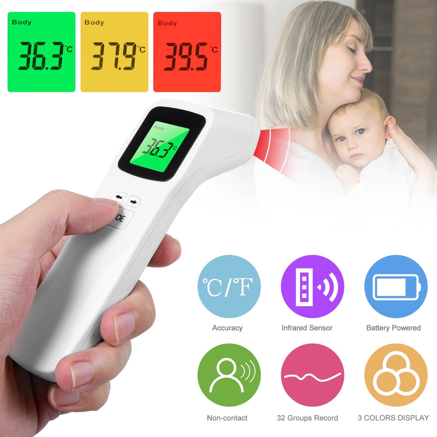 Contactloze digitale infrarood temperatuur pistool ir infrarojo termometro термометр инфракрасный voor dropshippor