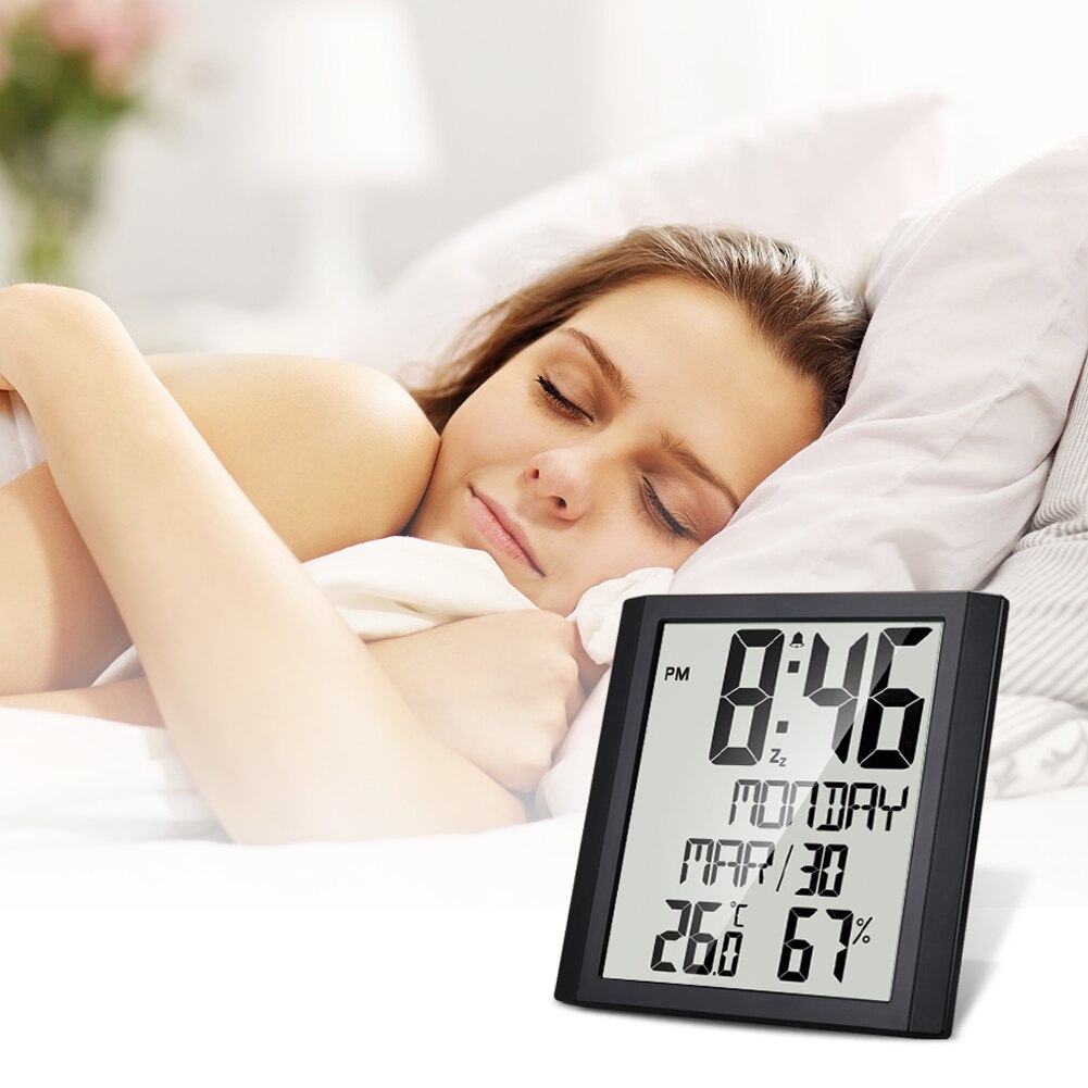 Alecto AK-30 Wekkerradio - met thermometer en hygrometer - sluimerfunctie - display met achtergrondverlichting - werkt op batterijen - zwart