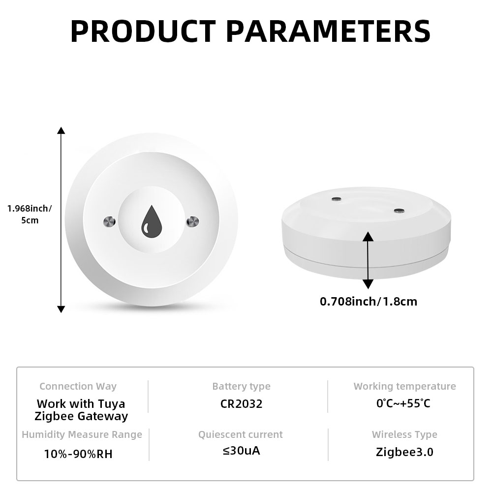 Czujnik wody ZigBee Detektor nieszczelności Tuya Alarm wycieku wody powodziowej Inteligentna kontrola życia Potrzebujesz bramy Zigbee