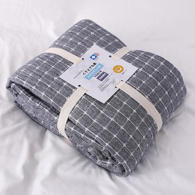 Baumwolle Plaid Decke für Bett Dünne Sommer Quilt Herbst Bett Blatt Gaze Bettdecke Bettdecke für Doppel Bett Sofa Werfen decken: grey plaid / 150x200cm
