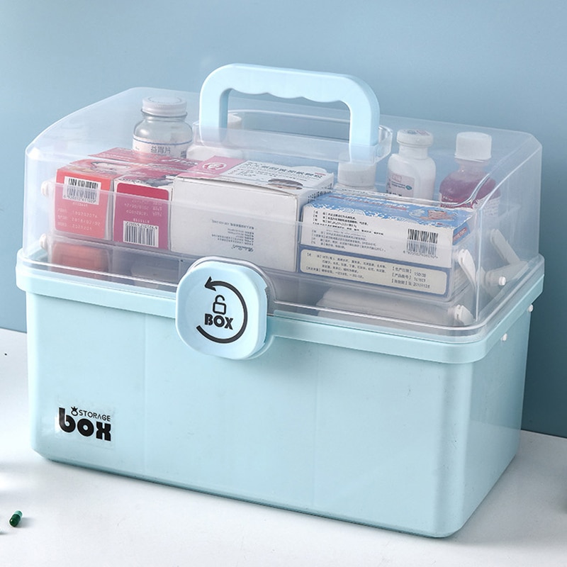 3 couches en plastique boîte de rangement boîte médicale organisateur multifonctionnel Portable armoire à pharmacie famille Kit d'urgence boîte directe