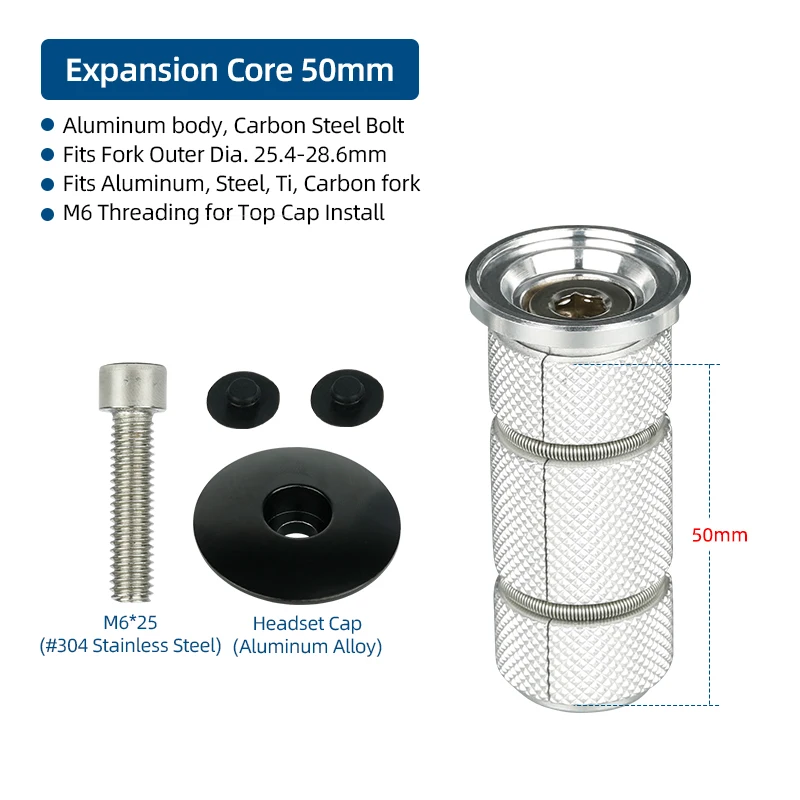 Plugue de compressão de bicicleta, parafusos de expansão de fone de ouvido, inserção de tigela, montagem de tampa superior, 1 1/8 ", porcas expansoras, âncora de garfo de carbono: Dourado