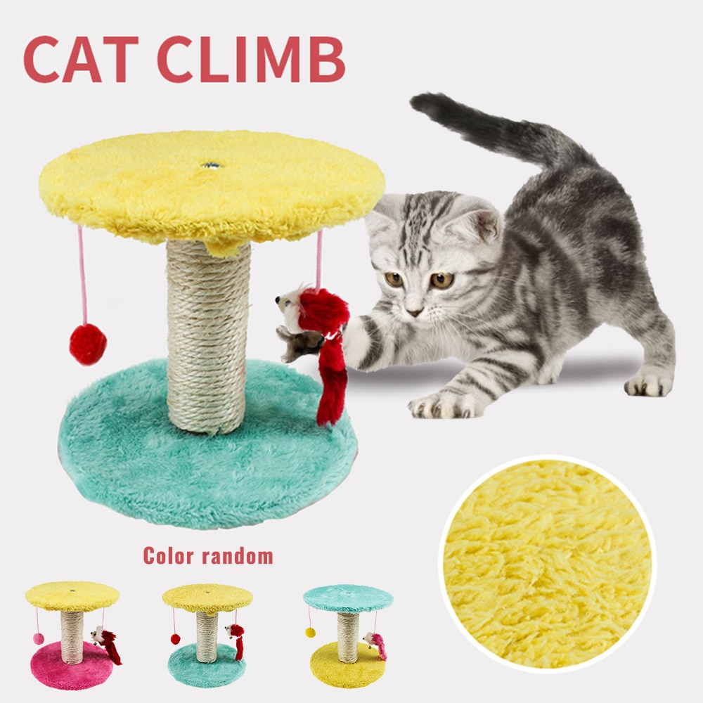 Cat Scratcher Toy Cat Scratching Platform Cat Climbing Frame Cat Kitten Jumping Platform Post Tree Scratcher Pole Yellow Blue