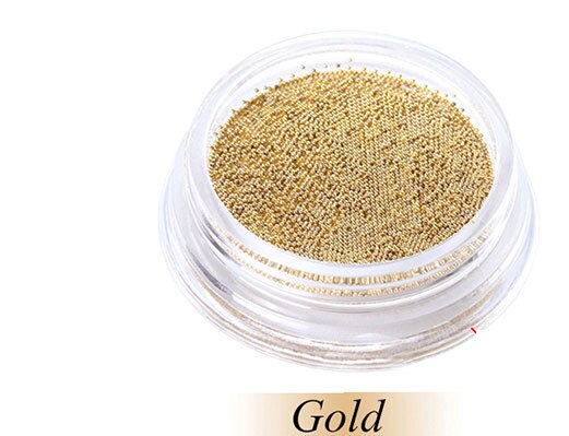 1Box Steel Balls Mini Metal Beads 6 Size s 1 Box Steel ball bead, 3D metal micro beads / no hole beads/ ball beads/ nail JK7676: Gold  0.8mm