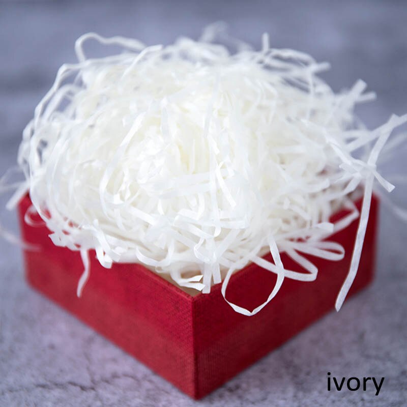 1 Bag Packaging Crinkle Cut Paper Shred 20g Colorful Shredded Paper Wedding Party Accessories Raffia Box Filler: ivory