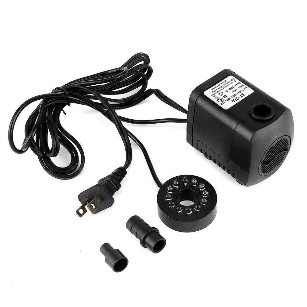 800l/h 110-240v 60hz vand springvandspumpe med led lys til akvarier fiskedam springvand vandfaldspumpe eu us uk stik