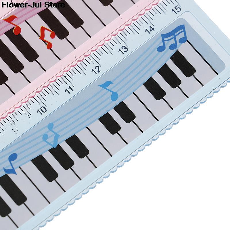 1pc Ruler 15cm Cute Cartoon Piano Musical Note Ruler bookmarks School Student Ruler ruler color random