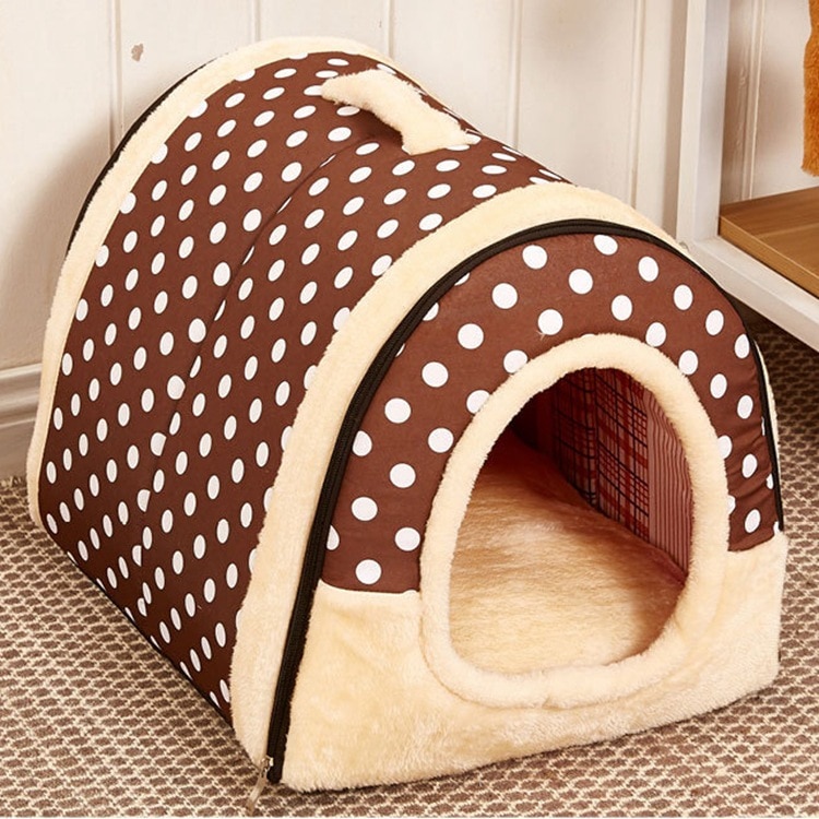 Hund varmt hus aftageligt vaskbart kæledyr hundehus til kat foldbar soveseng lille hvalp top foldbart hus: Mørk bølge / 60 x 45 x 45cm