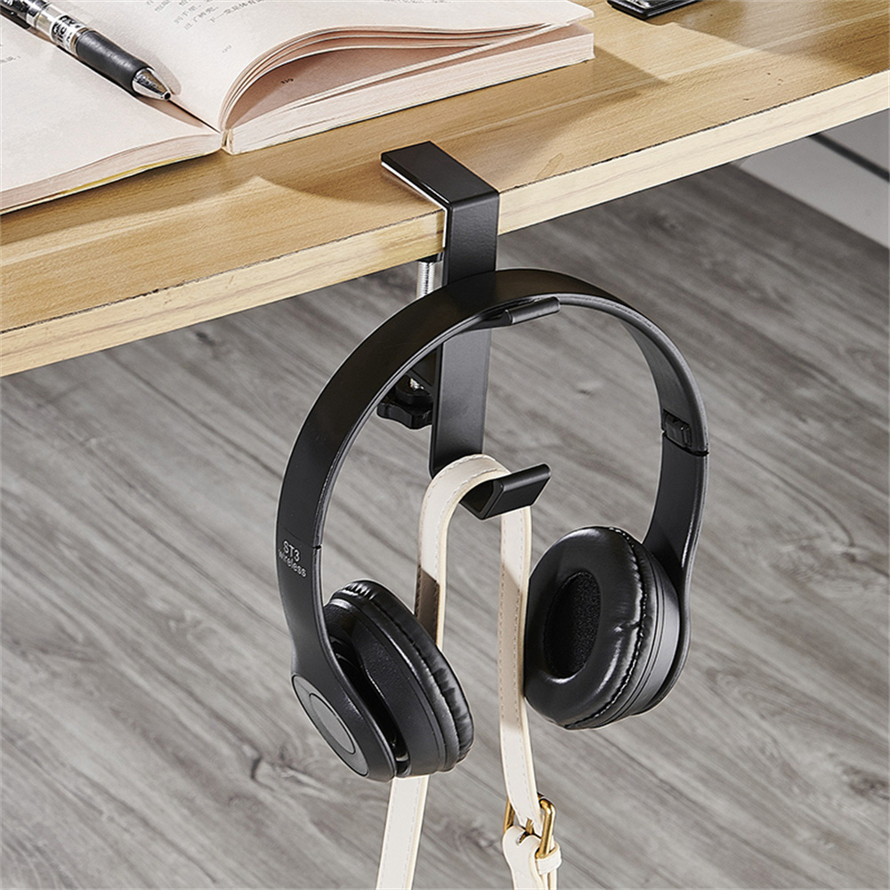 Justerbar skrivbordskrok headset ryggsäck förvaringshängare stansfri aluminiumlegering hemmakontor klassrum organisatör klämma