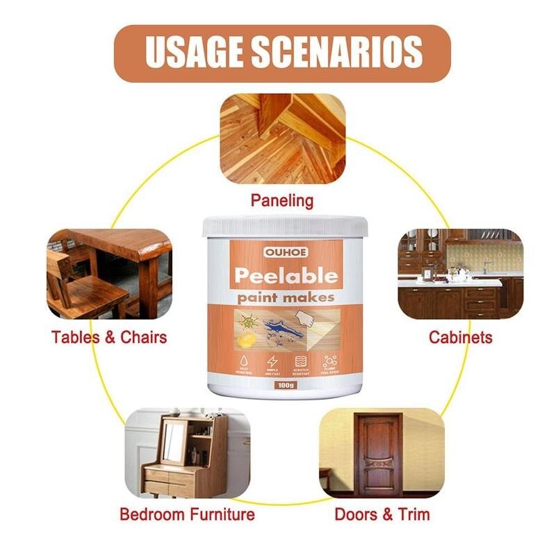 Peelable Paint Protects With Brush Furniture Anti-scratch Anti-fouling 30/100/300g Transparent Peelable Paint