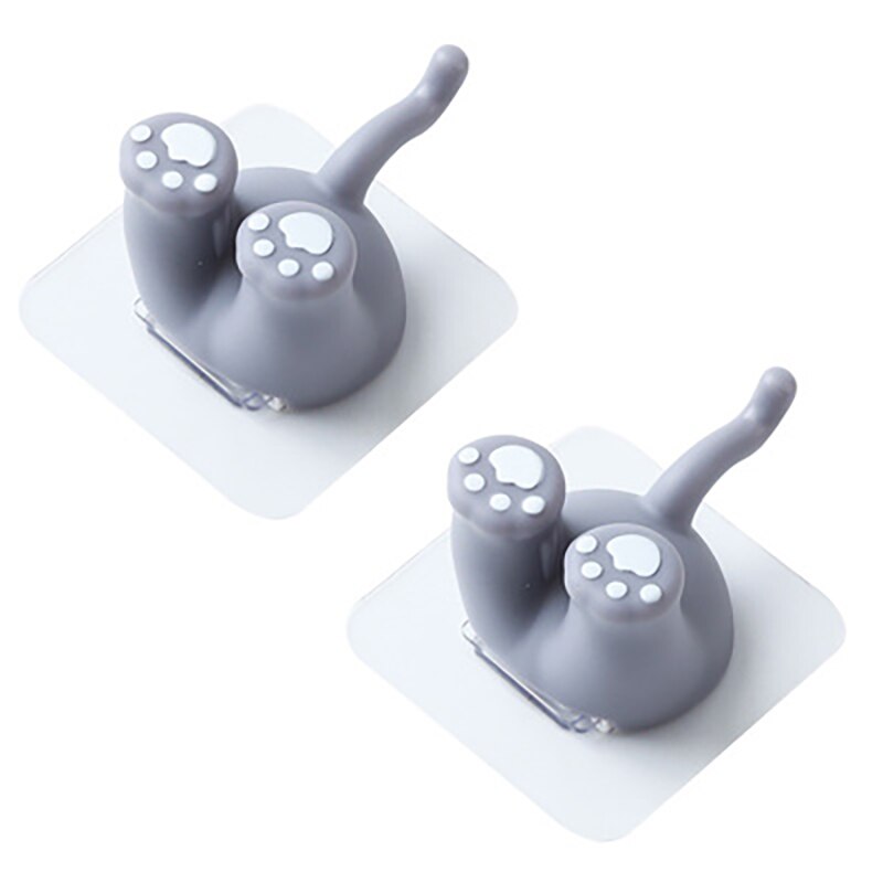 Cartoon Haken Universele Zelfklevende Haak Fun Animal Staart Muur Haken Multifunctionele Opslag Haak Voor Muur Koelkast Deur Thuis decor: gray 2pcs