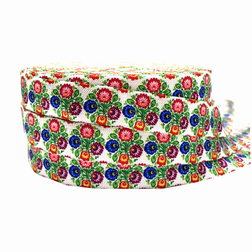 5Yards 16 Mm Bloemen Print Vouw Oever Elastiekjes Voor Handgemaakte Craft Hoofdband Haar Banden Haaraccessoires