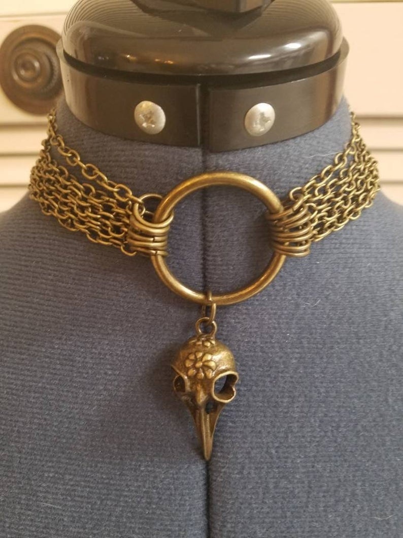 Steampunk Corvo Pendente Della Collana/Del Cranio di Uccello, Collana del Chocker/unisex Mens Collana di Boho Gioielli/Gioielli steampunk