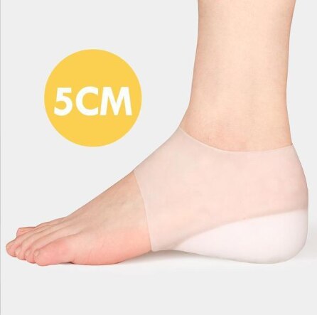 Semelles intérieures en Silicone, rehausseur de pieds dissimulé, massage, augmentation Invisible de la hauteur, chaussettes, coussinets: 5 cm