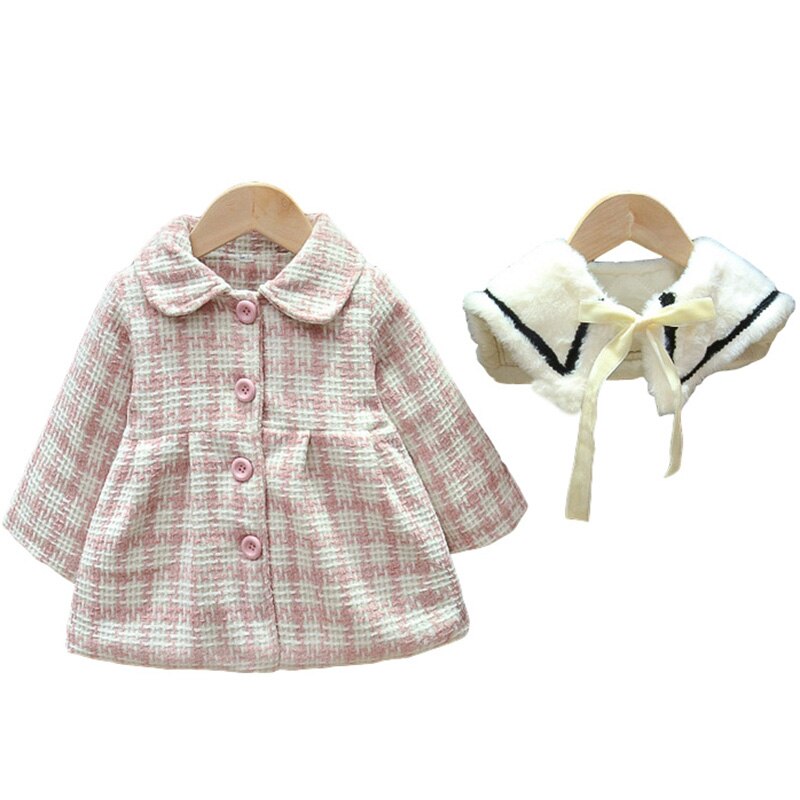 Babyjasje babyjasje lente winter geruit warm imitatiebontkraag schattige prinsessen babymeisjeskleding peuterkleding 1pc