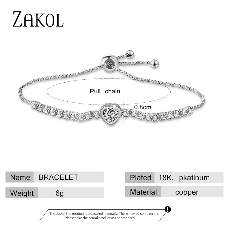 ZAKOL Round Tennis Bracelet For Women Shinny Cubic Zirconia Charm Bracelets & Bangles Femme Wedding Jewelry FSBP2140