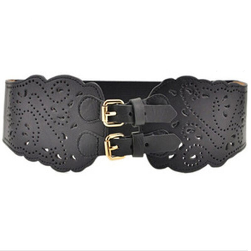 Kvinder dobbelt spænde elastisk talje bælte bred stretch korset linning til kvinder kjole stretch talje bælte justerbar bælte