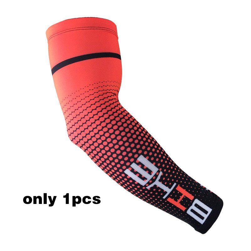 1Pcs Sports Sleeves Thin Breathable Men And Women Outdoor Cycling Climbing Fishing Basketball Sunscreen Ice Silk Arm Guard: 1pcs red / M