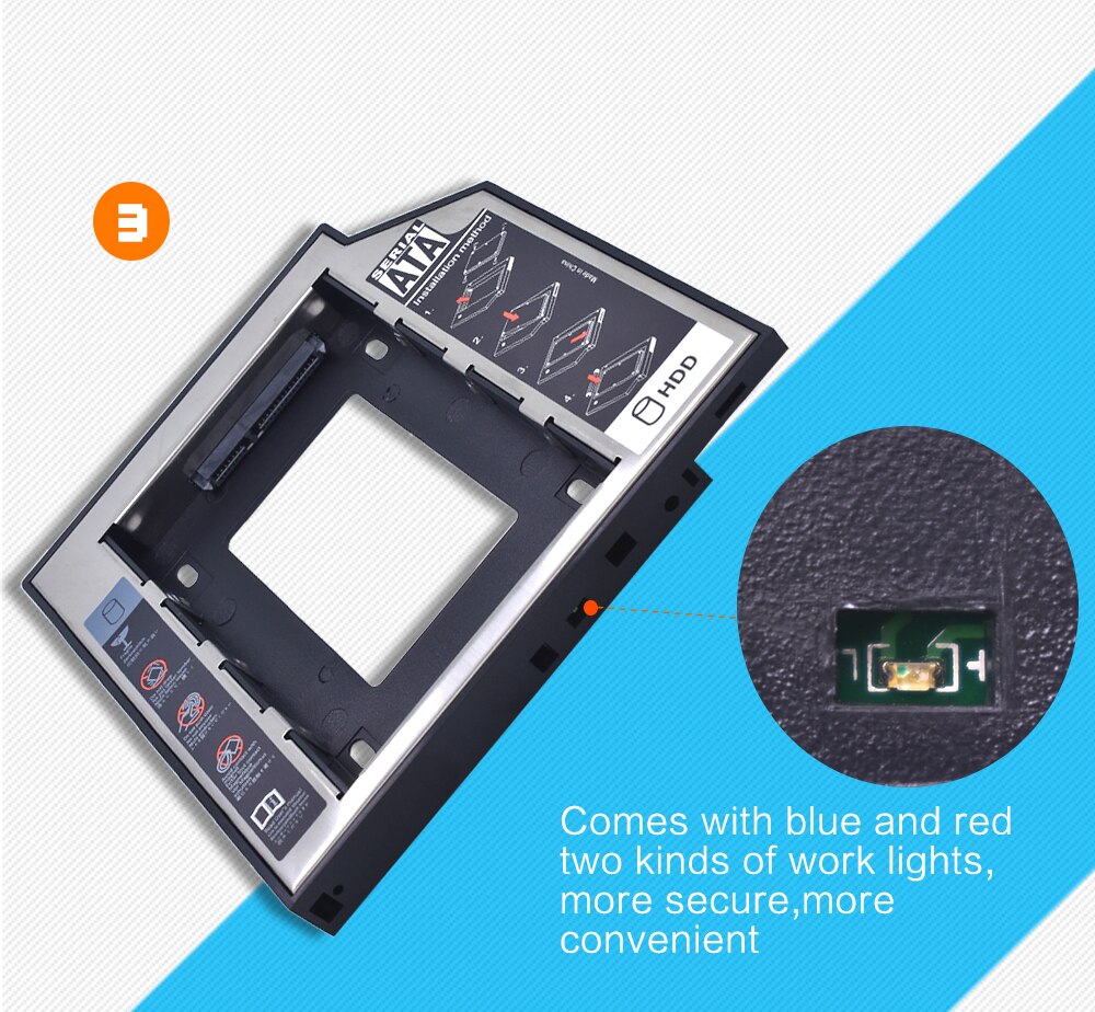 Tishric Plastic Aluminum Optibay 12.7mm SATA 3.0 2.5" HDD Caddy Universal Enclosure Adapter DVD HDD For Laptop Cd ODD Hard Disk