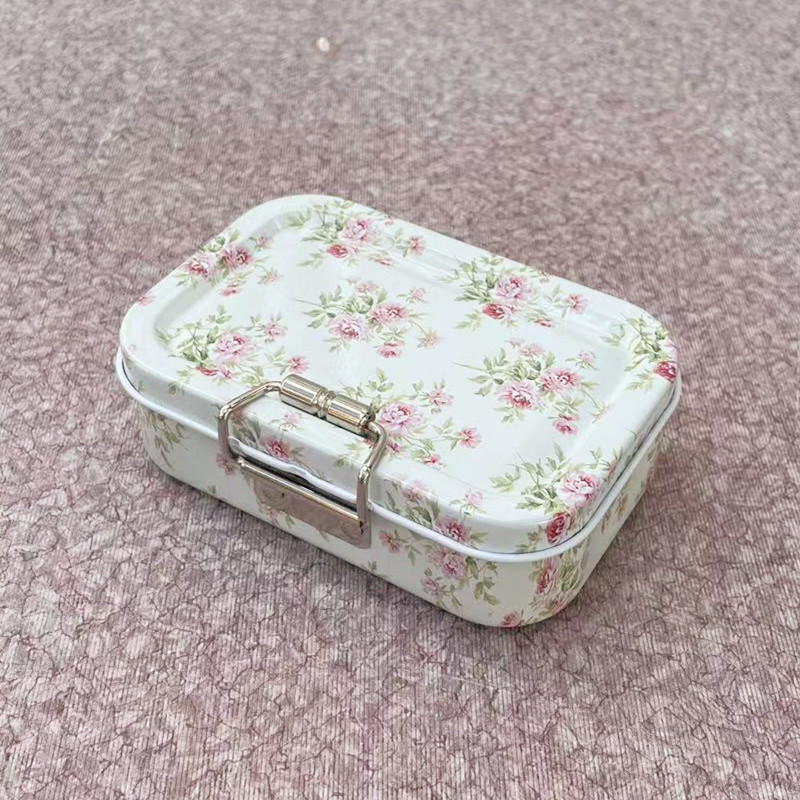 Boîte de rangement Double couche en métal imprimé fleur Vintage voiture, boîtes à collectionner, boîte à bijoux 1 pièce: MULTI