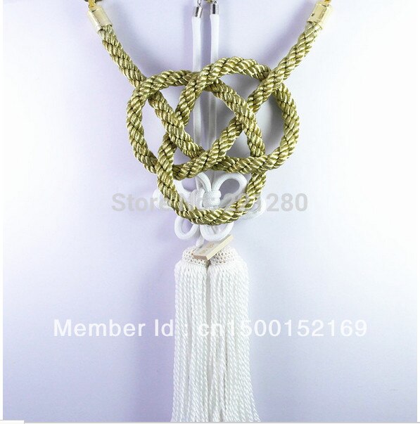 1Set JP Junction Produce Golden Kin Tsuna Rope Match More Colors Fusa Kiku Knot For Car Auto Rearview Mirror Fastening: Gold-White