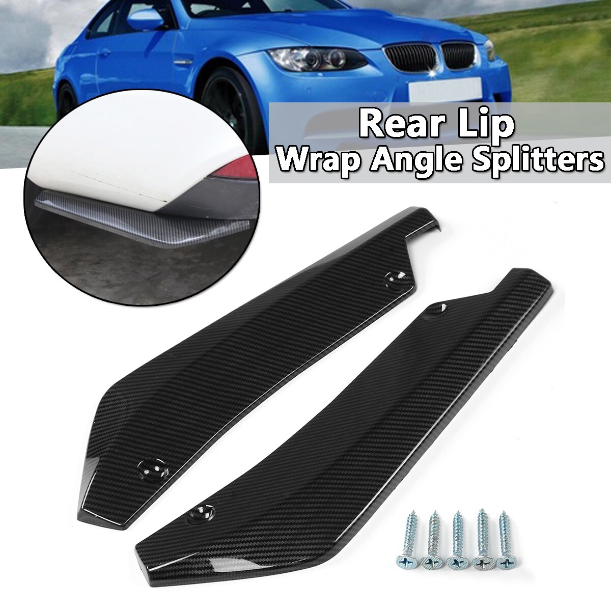 Universal Carbon Fiber Rear Bumper Lip Diffuser Splitter Canard Protector Car Rear Shovel With Bolts Anti-crash Car Rear Shovel