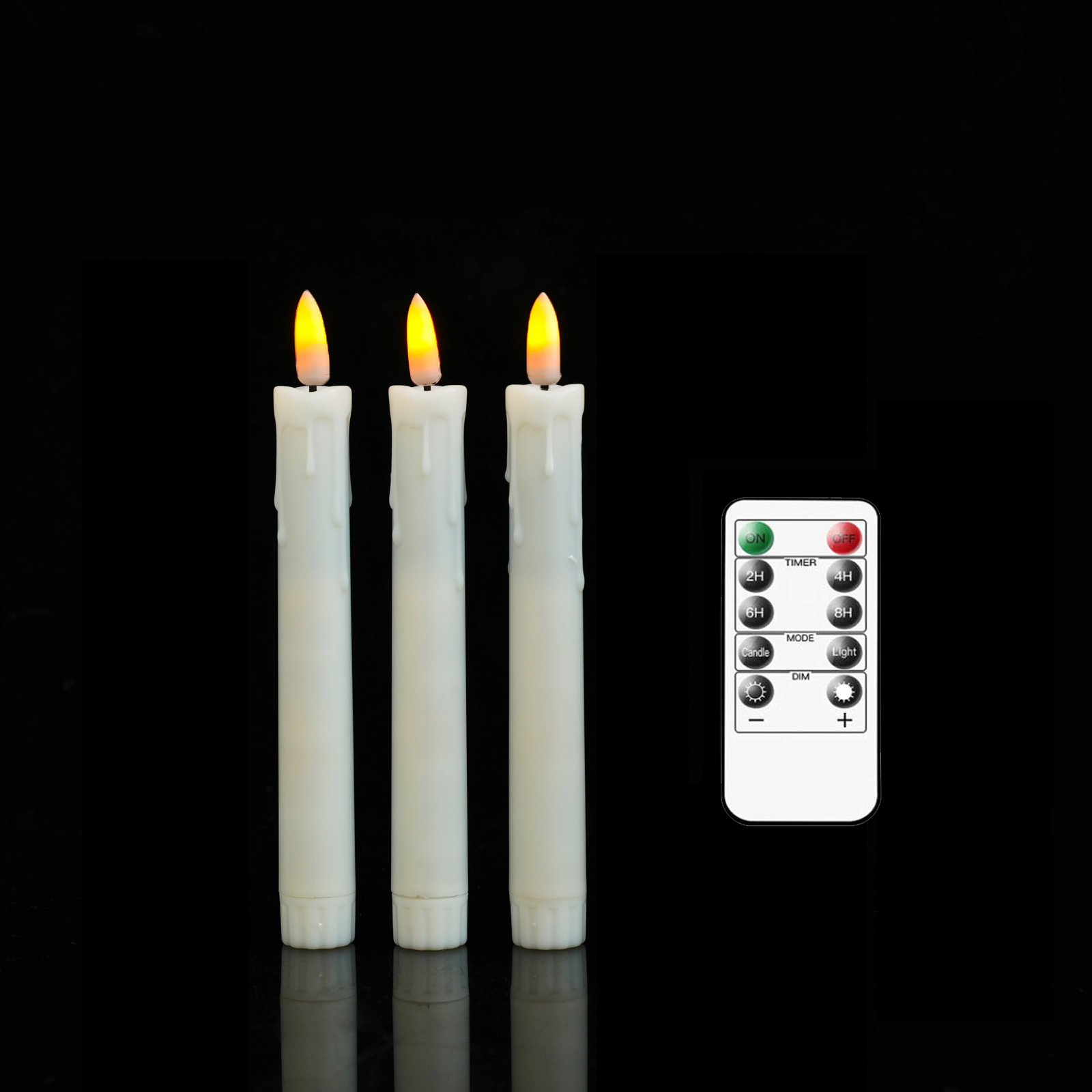 2/3/4 Pieces 7 inch Short Flameless LED Taper Candles With Remote Control,Plastic Realistic Flickering Christmas Candles: camel