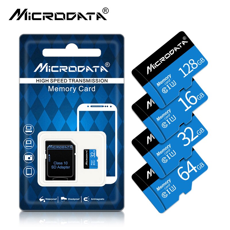 MicroData Blau micro sd karte 16gb 32gb MICROSDHC microsd speicher Karte 64gb 128gb C10 MICROSDXC mini tf karte für Smartphone/PC