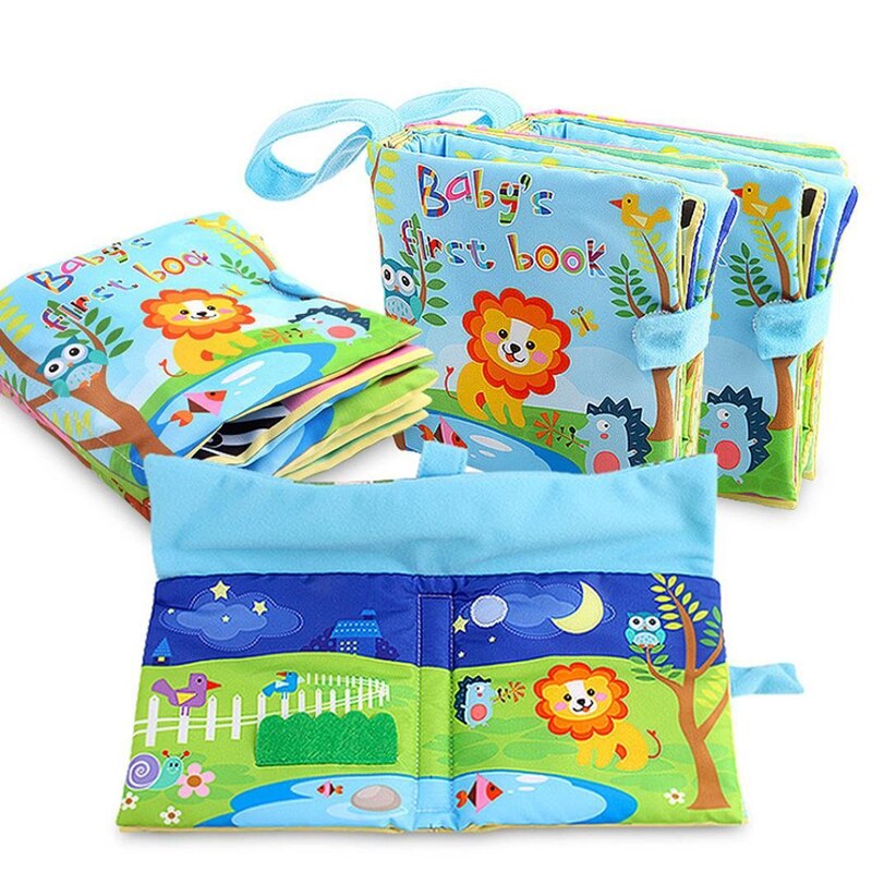 6 Pages Baby Toys Rattles Infant Kids Early Cloth Books Learning Education Unfolding Activity Books Stereoscopic Animals