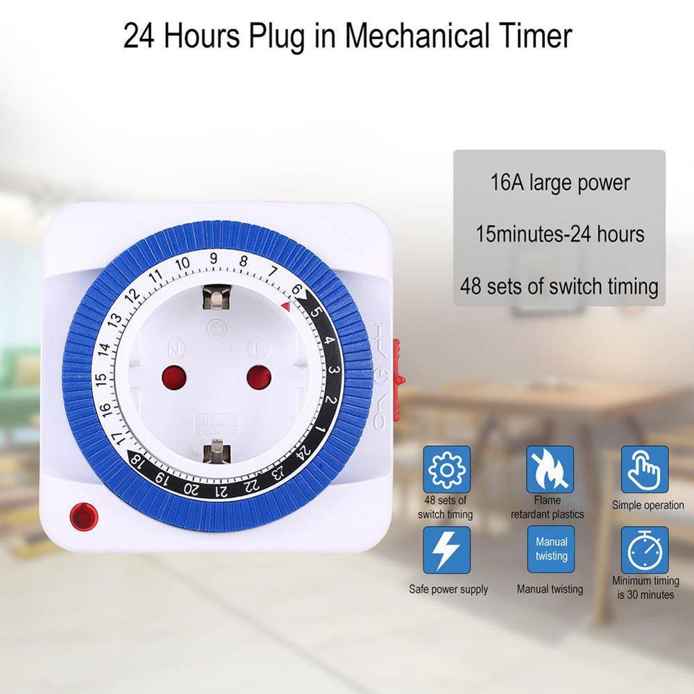 Newest 24 Hours Mechanical Timer Socket Switch Electrical Timer AC Wall Use Outlet A2Y2