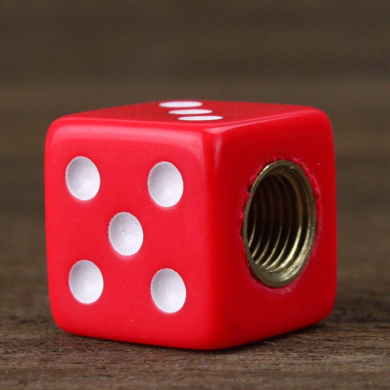 4 x Red Dice Tire air Valve Stem Caps Car Truck Bike ATV Wheel Rims