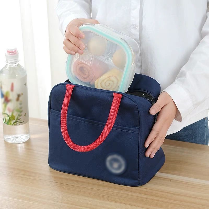 Einfarbig Wasserdichte Oxford Tragbare Zipper Mittagessen Taschen Frauen Student Lunchbox Thermo Tasche Im Freien Picknick Isolierung Kühltasche