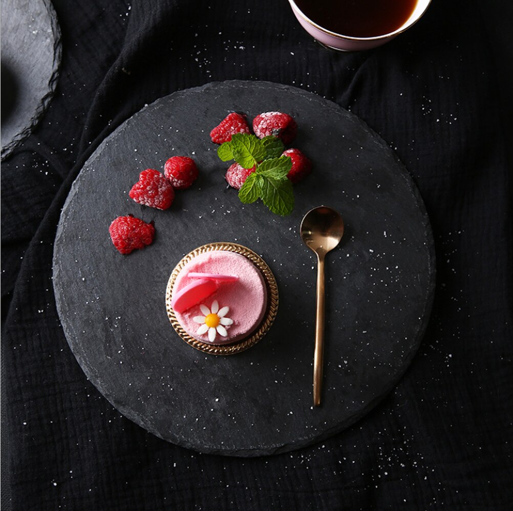 Black Disc Western Cold Cut Tray Rock Swing Plate Sushi Sashimi Plate Set Dessert Tray For Restaurant Supplies