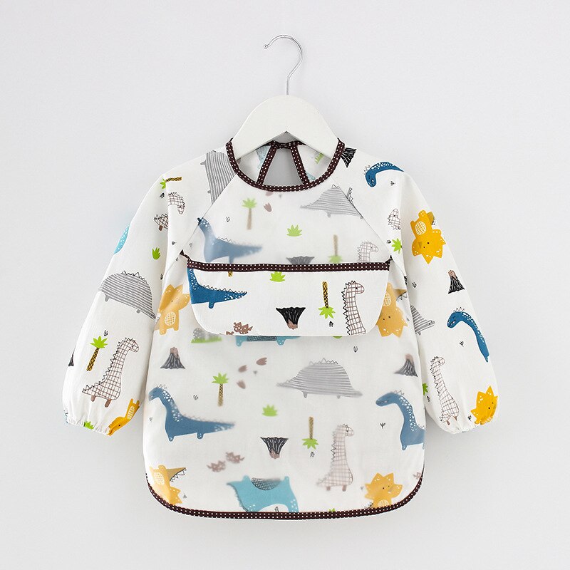 Lange Mouw Waterdichte Slabbetjes Kids Schort Cartoon Baby Jongen Meisje Eten Bib Met Mouw Kinderen Tekening Kleding Siliconen Bib