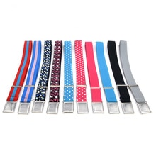Justerbare børn unisex lærred bælter drenge piger elastisk bælte alu spænde longe 55 cmx 2.5cm