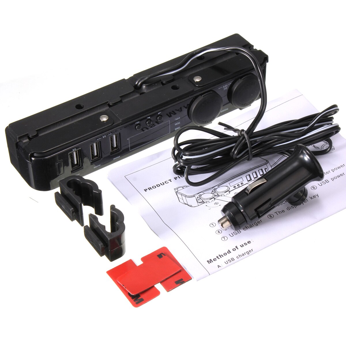 12V Car Cigarette Lighter Socket With LED 12V Socket USB Adapter Charger w/ Car Cigarette Light 150W 5V Charge Car Accessries