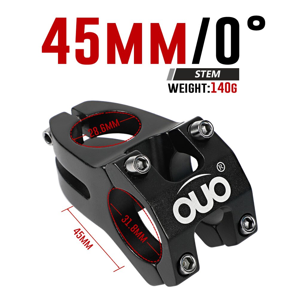 OUO krótki mostek rowerowy 31.8x4 5mm wspornik kierownicy rowerowej MTB moc pręt aluminiowy pion Bicycl accesori części robić roweru górskiego: 31.8x45mm czarny