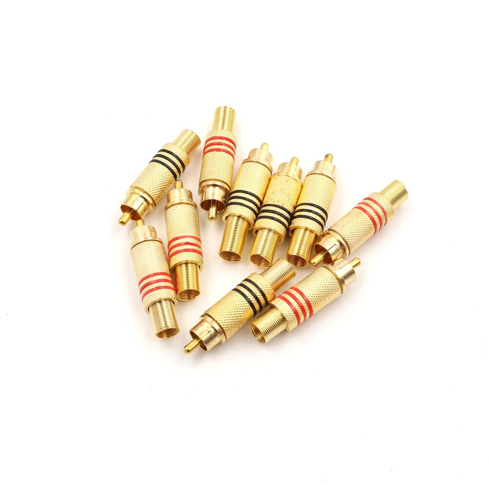 10 Stks/partij Rca Connector Male Jack Plug Av Pluggen Voor Pc Audio Vedio Lassen Diy Onderdelen Goud Rood Zwart Metalen lente
