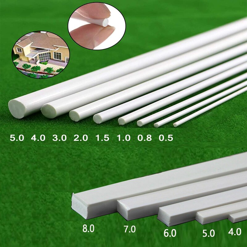 ABS Weiß Runde/Quadratische Kunststoff Stange Stock Für Architektur Modellbau Modell Material DIY Zubehör Schneiden Liefert