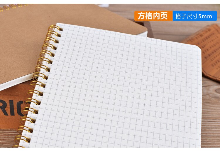 A5 Spiral Notebook Kraft Dot Grid Time Management Blank Book Coil Journal Weekly Planner Notepad School Office Supplies: Grid