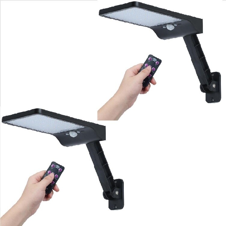 LED Solar Light Outdoor Solar Spotlight Remote Control Solar Lamps Motion Sensing Wall Lamp Outdoor Lighting For Garden Decor: 2pcs black