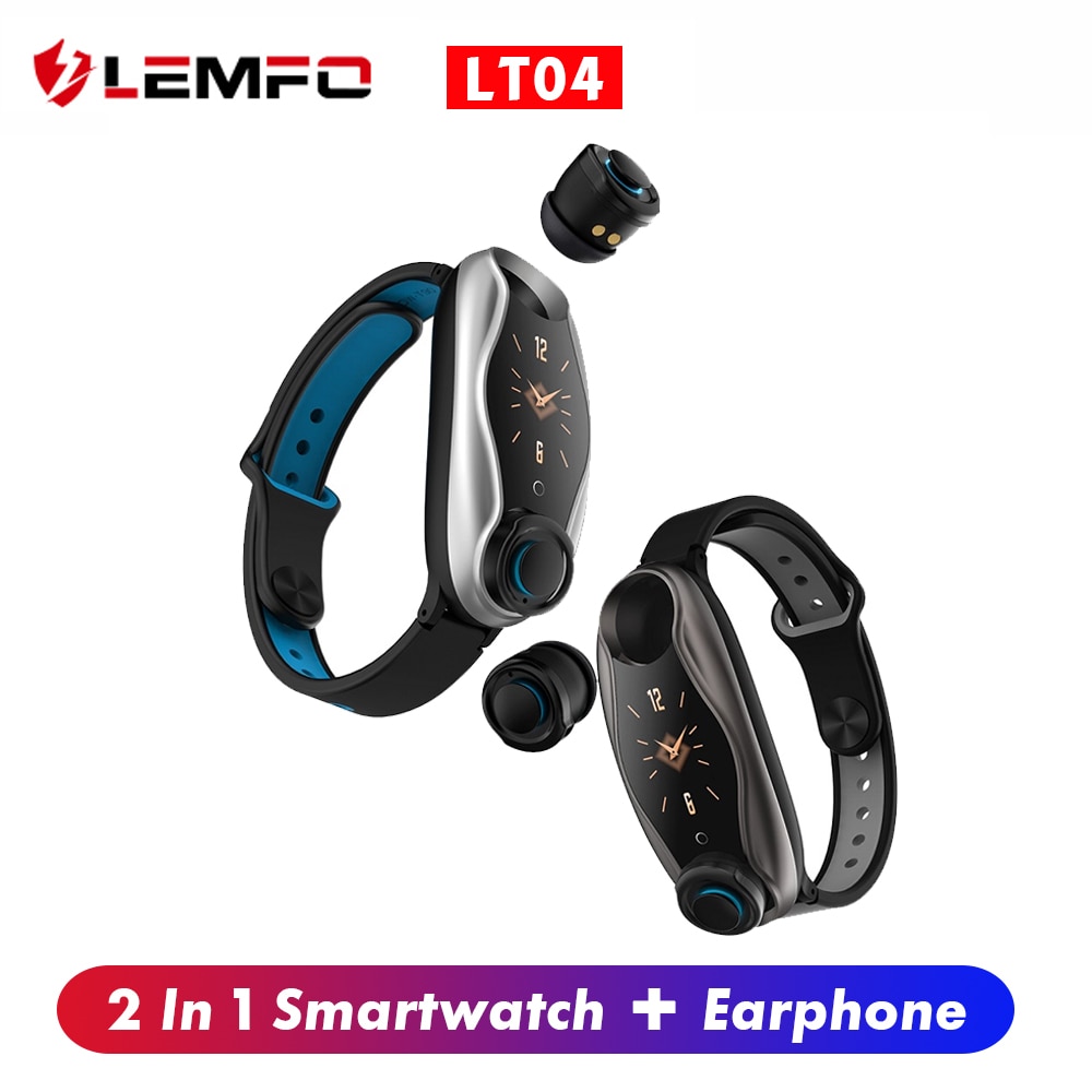 Lemfo LT04 T90 Fitness Armband Draadloze Bluetooth Oortelefoon 2 In 1 Smartwatch IP67 Waterdichte Bloeddruk Sport Smart Horloge