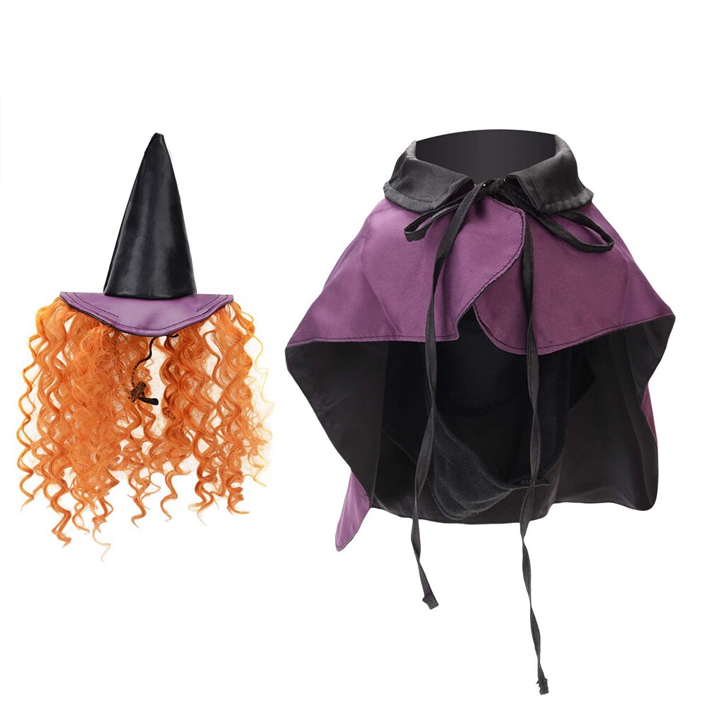 Ropa de gatito gracioso y mono, disfraz de bruja para Halloween, juego de disfraz de Juguete para perro, incluye gorro, capa, ropa de Halloween, vestido para de gatos