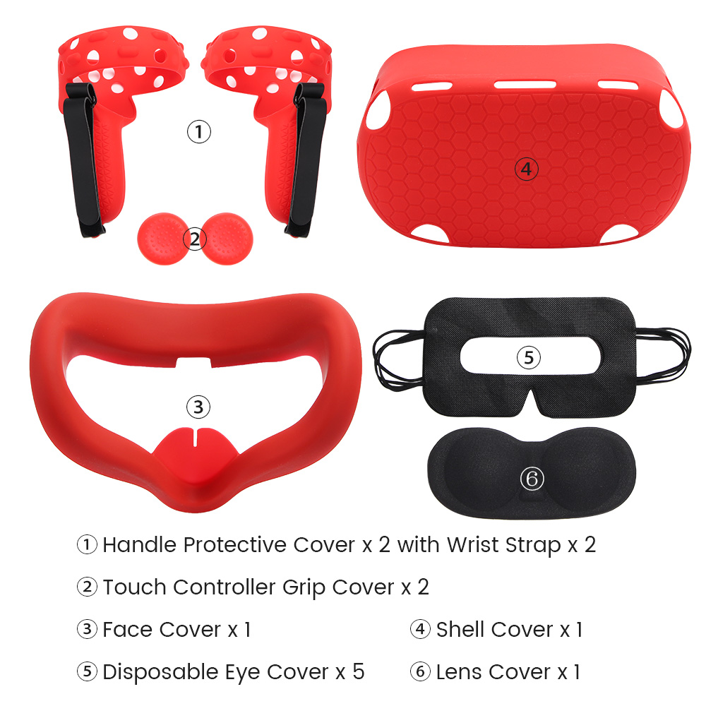 Vr Beschermende Cover Set Voor Oculus Quest 2 Vr Touch Controller Shell Case Met Riem Handvat Grip Voor Oculus Quest 2 Accessoires: Red
