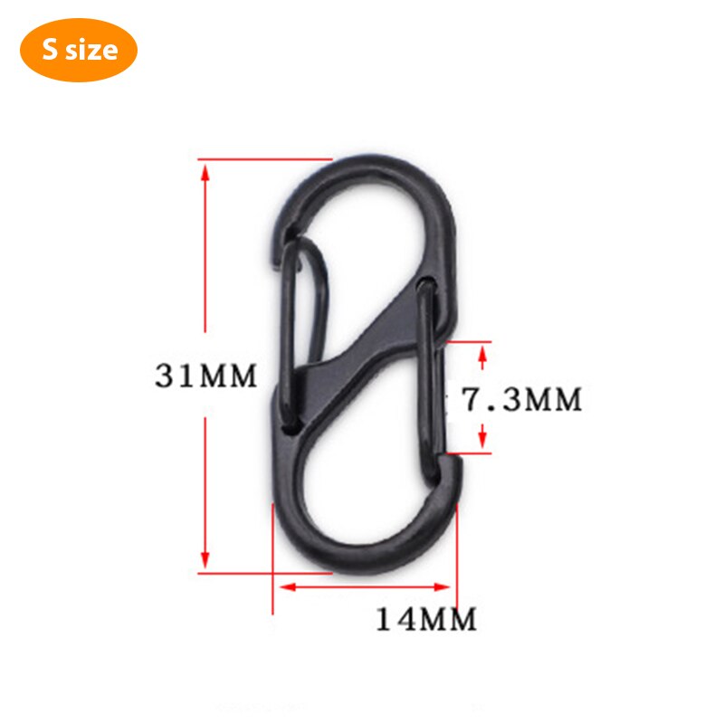 10Pcs Stainless Steel S Type Carabiner With Lock Mini Keychain Hook Camping Key-Lock Backpack Buckle Key-Lock Tool