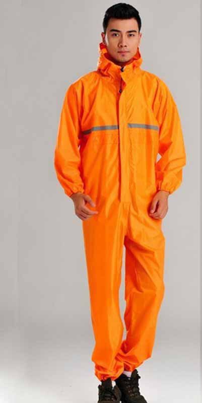 Motorcycle Rain Jacket Waterproof Raincoat Suits Men Fission Rain Suits Clothing Conjoined Raincoat Motocross Outdoor Overalls: Orange / L
