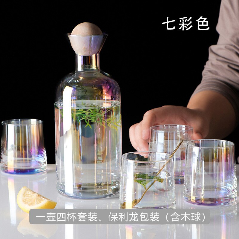 Juego de 5 unidades de botellas de cristal de gran capacidad para té frío, botellas de agua, jarra de vidrio, 1200ml: Colorful