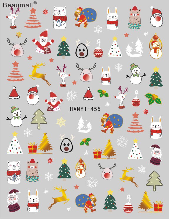 Kerst Nails Art Manicure Terug Lijm Decal Decoraties Nail Sticker Voor Nagels Tips Beauty: BHANYI455