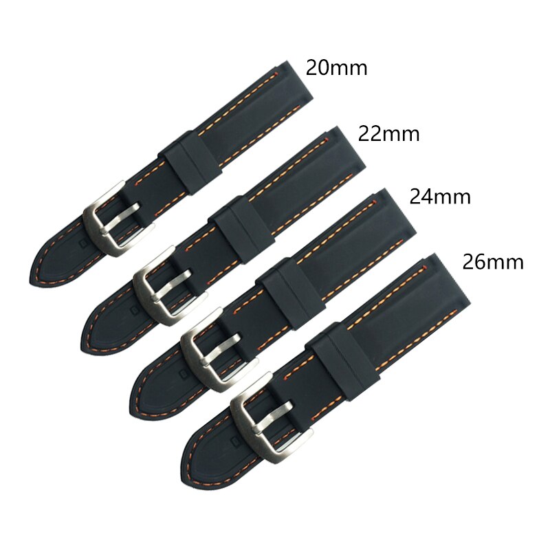 20mm 22mm 24mm 26mm Soft Silicone Watch Strap Belt Waterproof Wristband For Summer Outdoor Sports Watch Bands Accessories